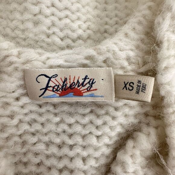 Faherty Stella Long Line Cardigan Women XS Wool Alpaca Cable Knit Ivory Cream - Picture 10 of 16